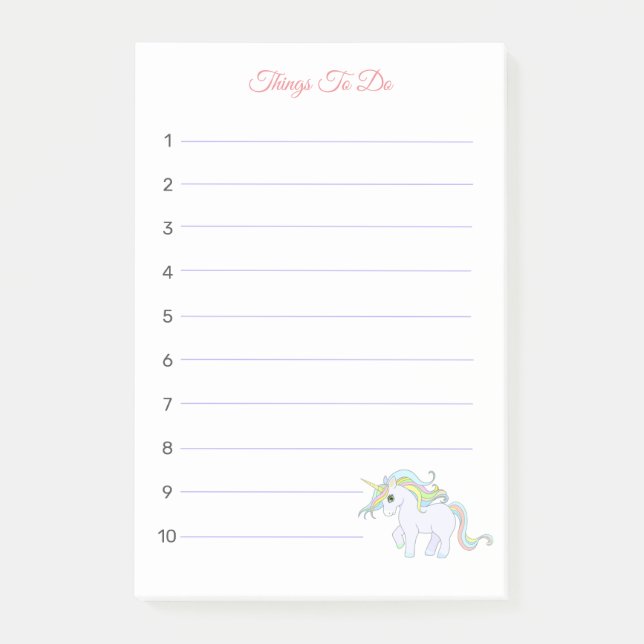 Post-it® Belle Magie Unicorne Choses à faire Post-it Notes (Devant)