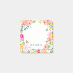 Post-it® Belle Peach Peach Gold Yellow Aquarelle Florale