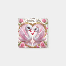 Belle Saint-Valentin Swan Rose Post-It Notes
