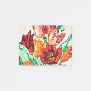 Post-it® Belle Tulipes Bouquet Floral Black Outline Art