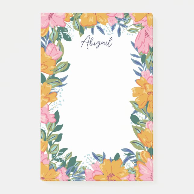 Post-it® Belles fleurs boho - Nom personnalisé (Devant)