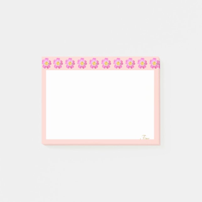Post-it® Belles fleurs roses sur fond rose et blanc (Devant)