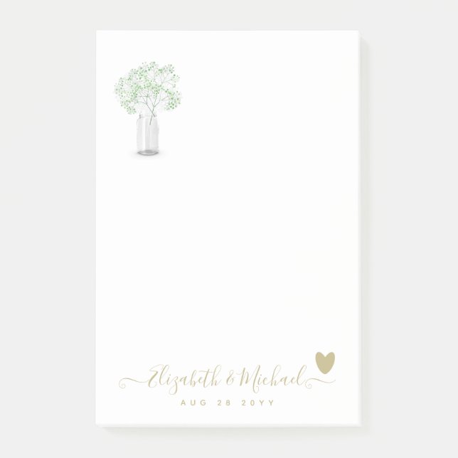 Post-it® BEORGANISÉ WEDDING PLANNER Gypsophila Gold Heart (Devant)