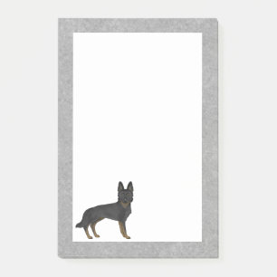 Post-it® Berger Allemand Bi-Noir Dessin Animé Chien GSD Gri