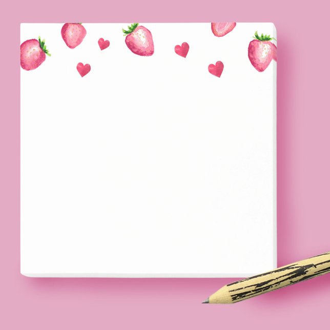 Post-it® Berry First Birthday Party Coeurs fraises (Créateur téléchargé)