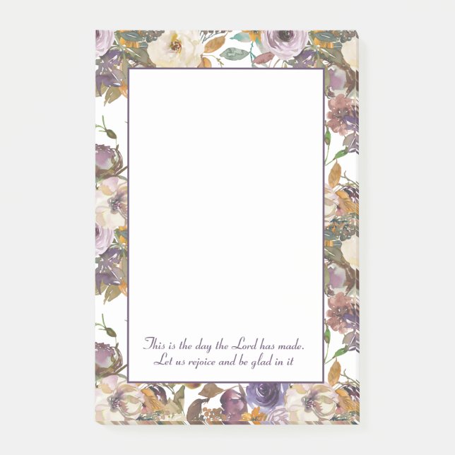 Post-it® Bible chrétien floral crème violet Verset (Devant)