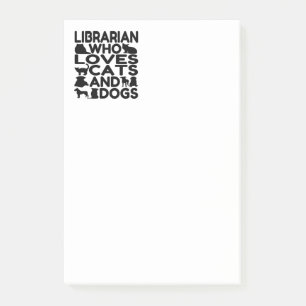 Post-it® Bibliothécaire qui aime chats et chiens