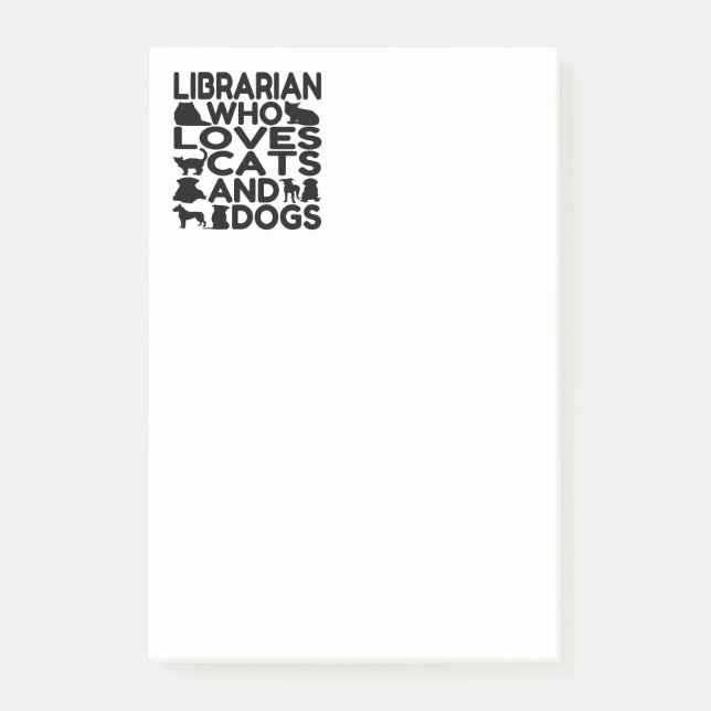 Post-it® Bibliothécaire qui aime chats et chiens (Devant)
