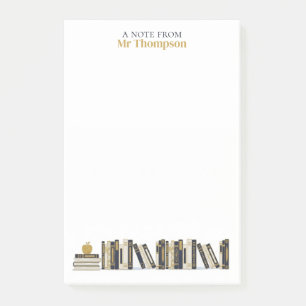 Post-it® Bibliothèque de livres Apple en or noir Enseignant