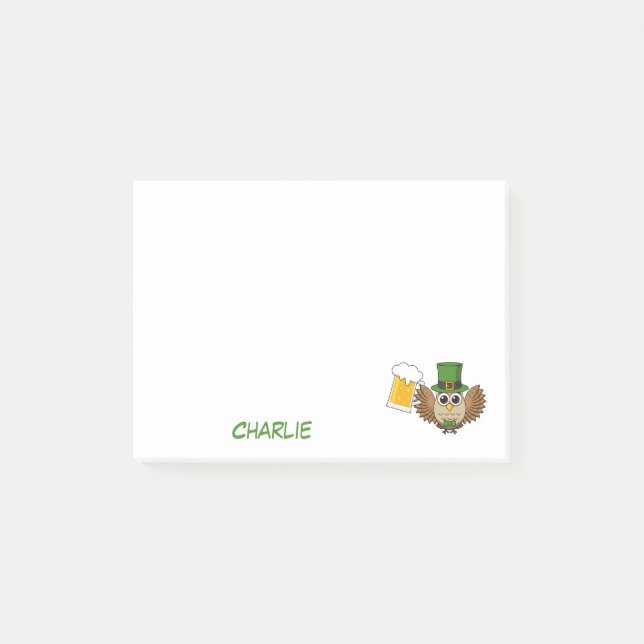 Post-it® Bière Boire Chouette Saint Patrick's Day | Personn (Devant)