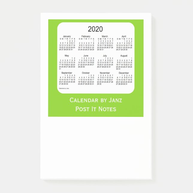 Post-it® Billets verts jaunes 2020 Calendriers par Janz (Devant)