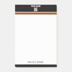 Post-it® Black avec Orange White Stripes Team Jersey