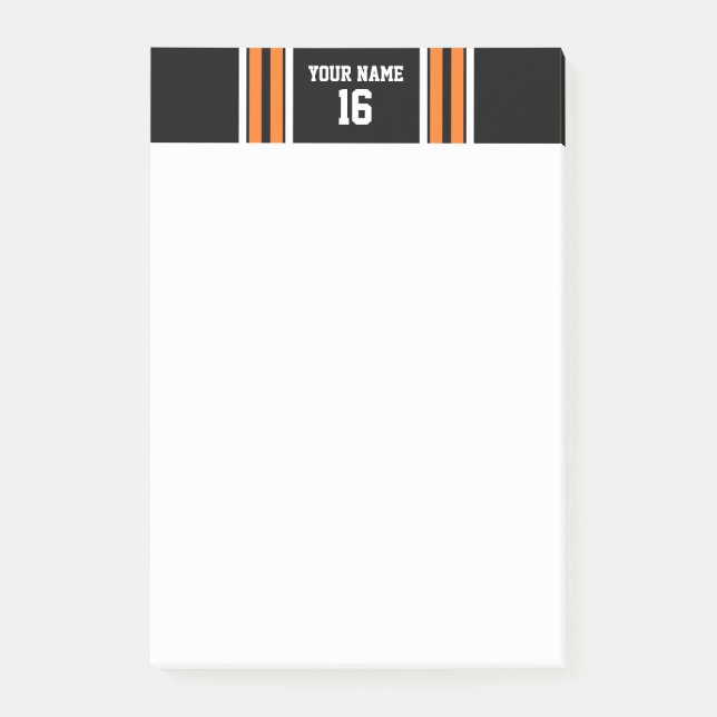 Post-it® Black avec Orange White Stripes Team Jersey (Devant)
