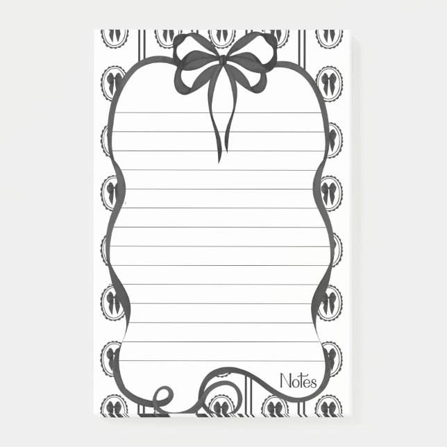 Post-it® Black Bow Notes 4x6 Sticky Notepad (Devant)