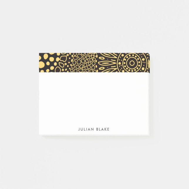 Post-it® Black Gold Ethnic Floral Personalize Notes (Devant)