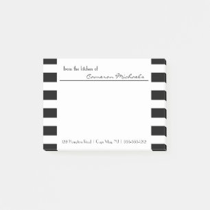 Post-it® Black   Monogramme Motif à rayures blanches