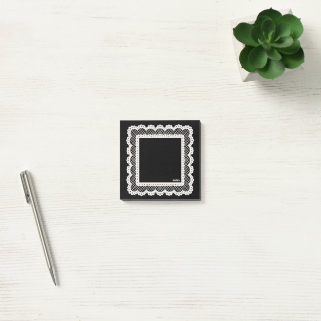 Post-it® Black Notes with White Doily Trim (Bureau)