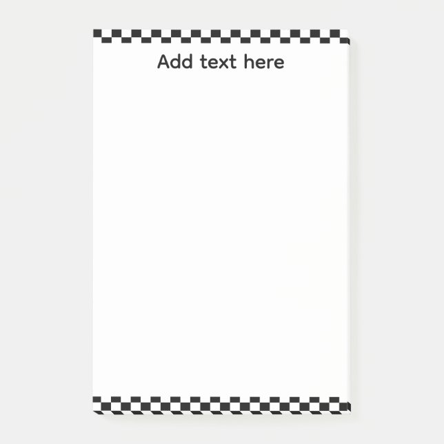 Post-it® Black & White Checkerboard Notepad | Editable Pers (Devant)