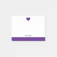 Blanc avec coeur pourpre & Bordure & Nom