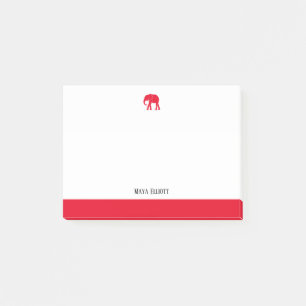 Post-it® Blanc avec éléphant rouge brillant et frontière et