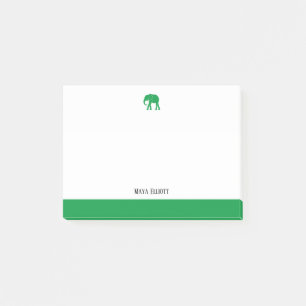 Post-it® Blanc avec éléphant vert & Bordure & Nom