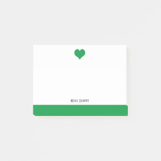 Post-it® Blanc avec Kelly Green Heart & Border & Name