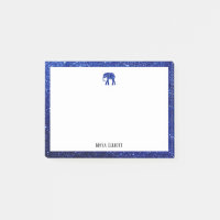 Blanc avec Parties scintillant bleue Eléphant & Bo