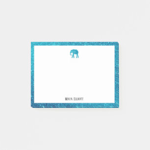 Post-it® Blanc avec Parties scintillant Turquoise Eléphant 