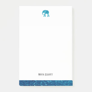 Post-it® Blanc avec Parties scintillant Turquoise Faux Elep