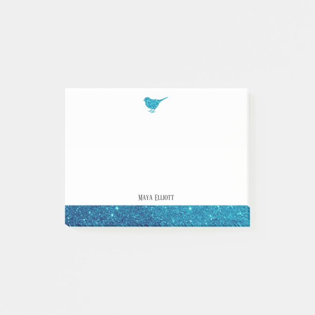 Post-it® Blanc avec Parties scintillant Turquoise Faux Oise (Devant)