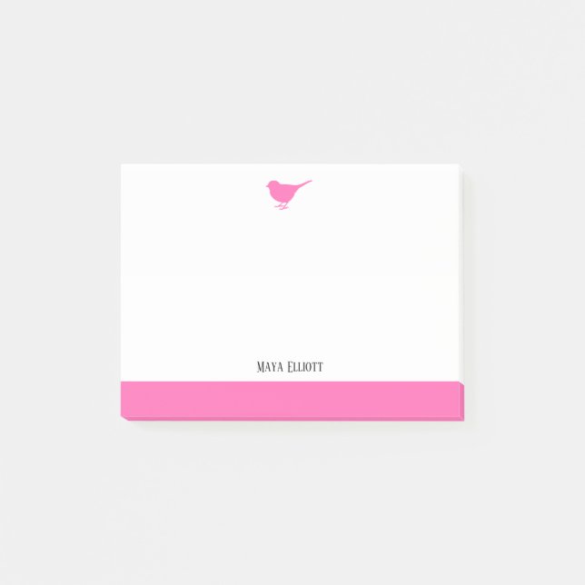 Post-it® Blanc avec peu de rose et bordure + nom (Devant)