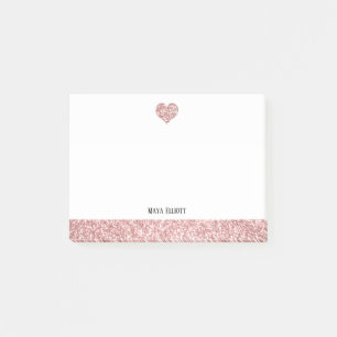 Post-it® Blanc avec Rose Gold Faux Parties scintillant Coeu
