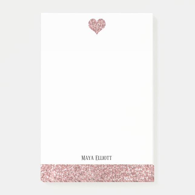 Post-it® Blanc avec Rose Gold Faux Parties scintillant Coeu (Devant)