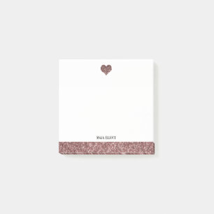 Post-it® Blanc avec Rose Gold Faux Parties scintillant Coeu