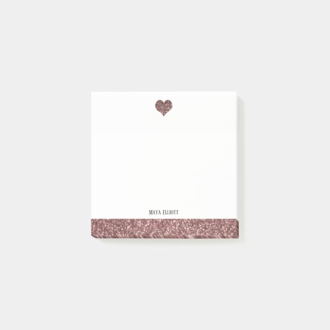 Post-it® Blanc avec Rose Gold Faux Parties scintillant Coeu (Devant)