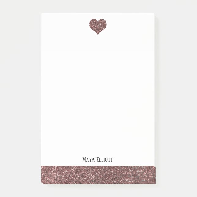 Post-it® Blanc avec Rose Gold Faux Parties scintillant Coeu (Devant)