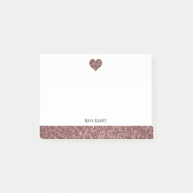 Post-it® Blanc avec Rose Gold Faux Parties scintillant Coeu (Devant)