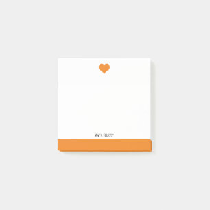 Post-it® Blanc avec un coeur et une bordure orange vif + no