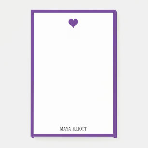 Post-it® Blanc avec un coeur et une bordure violet brillant