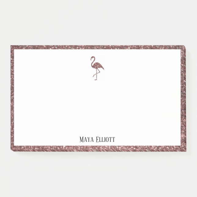 Post-it® Blanc + Flamingo et Bordure en Strass Rose Gold av (Devant)