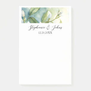 Post-it® Blanc Floral Vert Feuilles Élégant Mariage rustiqu