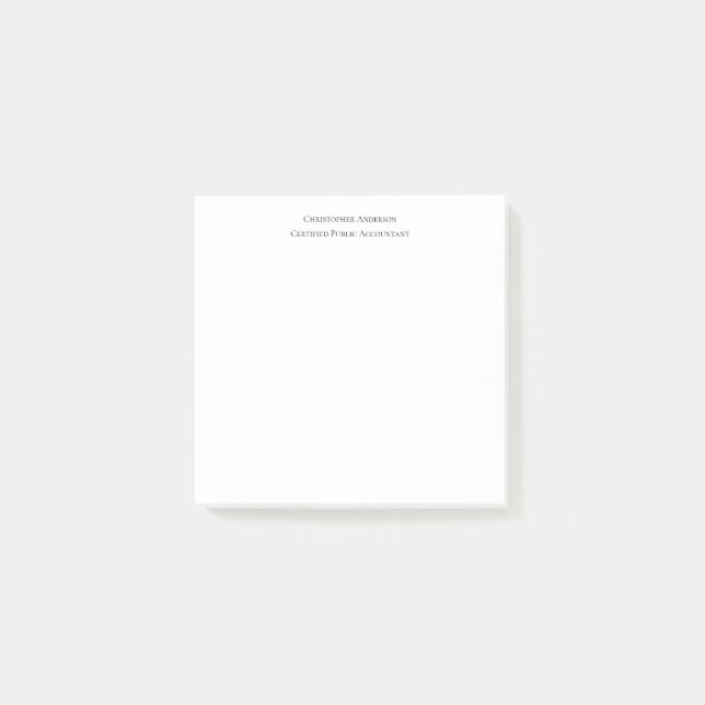 Post-it® Blanc Noir Professionnel Personnalisé  (Devant)
