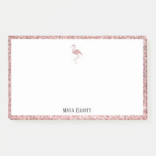 Post-it® Blanc + Rose Gold Parties scintillant Flamant rose