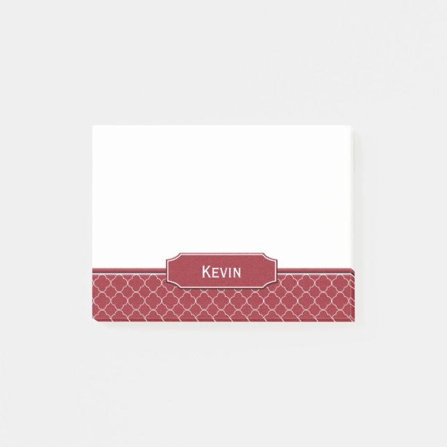 Post-it blanc simili cuir rouge de monogramme de (Devant)