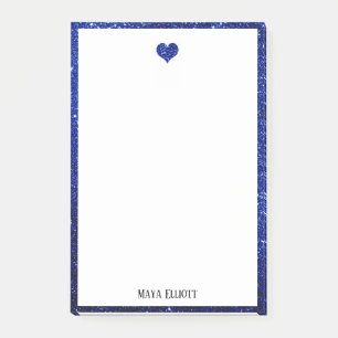 Post-it® Blanc sur Bleu Faux Parties scintillant Coeur & Bo