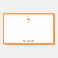 Blanc sur Bright Orange Flamant rose & Bordure ave