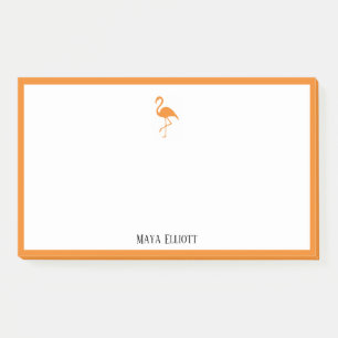 Post-it® Blanc sur Bright Orange Flamant rose & Bordure ave