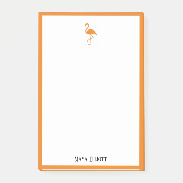 Post-it® Blanc sur flamant rose orange vif et bordure avec  (Devant)