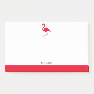 Post-it® Blanc sur Flamant rose rouge vif et bordure avec n