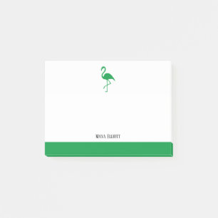 Post-it® Blanc sur Flamant rose vert clair et bordure avec
